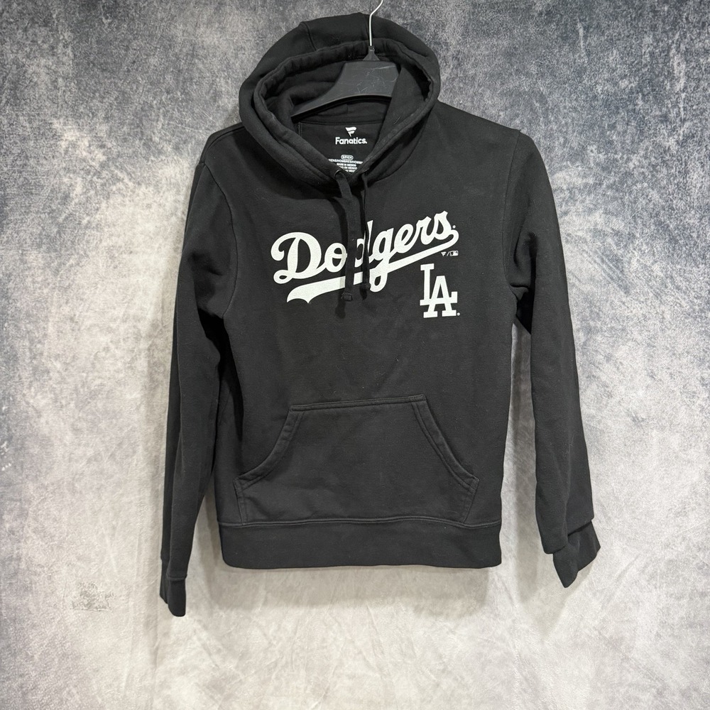 Fanatics LA Dodgers Hoodie Men's Small Black MLB Pullover Sweatshirt Logo